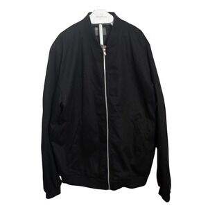 ASOS Black Twill Bomber Jacket 5XL Long Zip Front Pockets Minimal Oversized Men